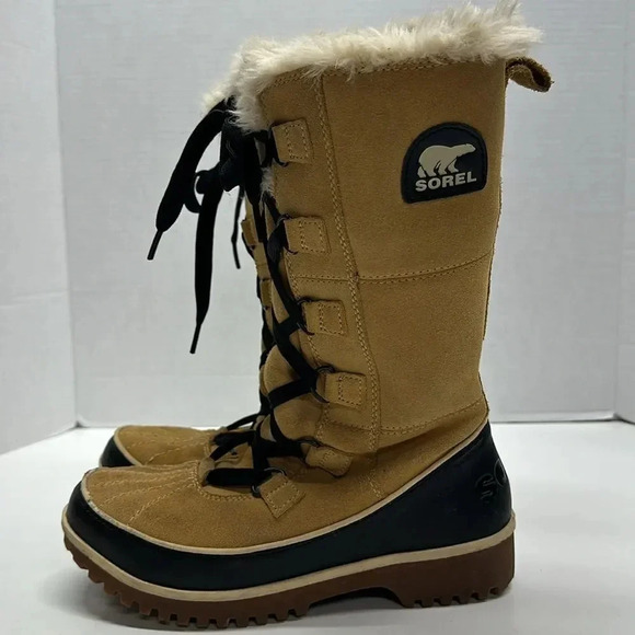 Sorel Tivoli IV Snow Boots Tall Lace Up Boot Shoes Waterproof Black Tan Size 7 - Picture 4 of 10